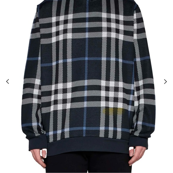Burberry Check Cotton Hoodie in Blue and White. - Picture 5 of 10